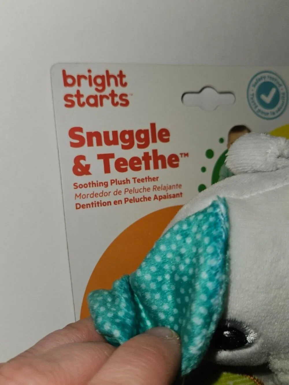 NEW Bright Starts Elephant Teether Plush Baby Toy Snuggle Teethe Ribbed Crinkle